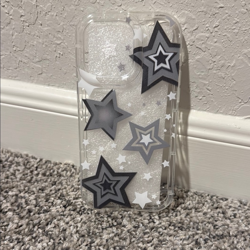 Starry Glitter Phone Case - Black and Gray